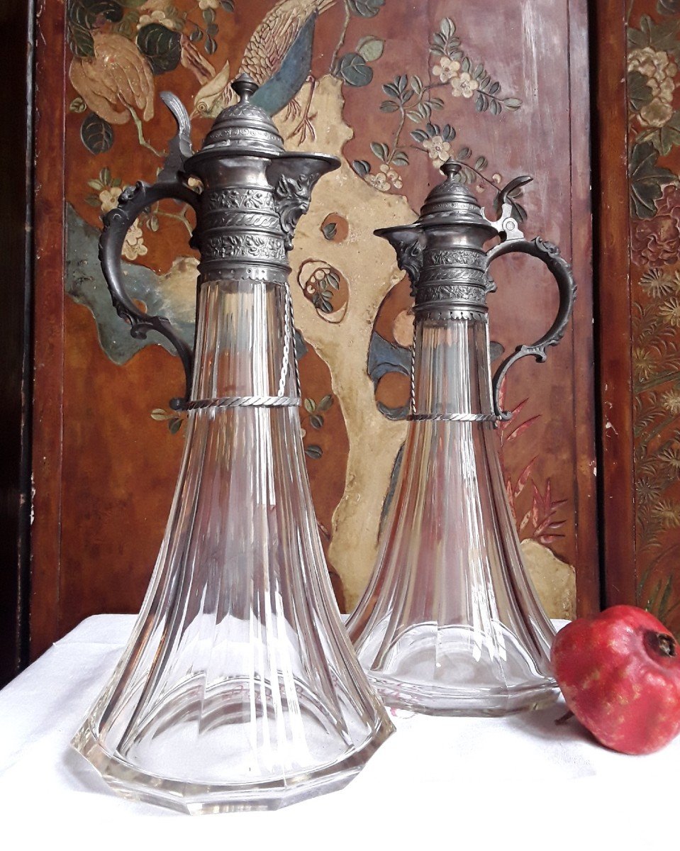 Pair Of Large Crystal Decanters. -photo-4