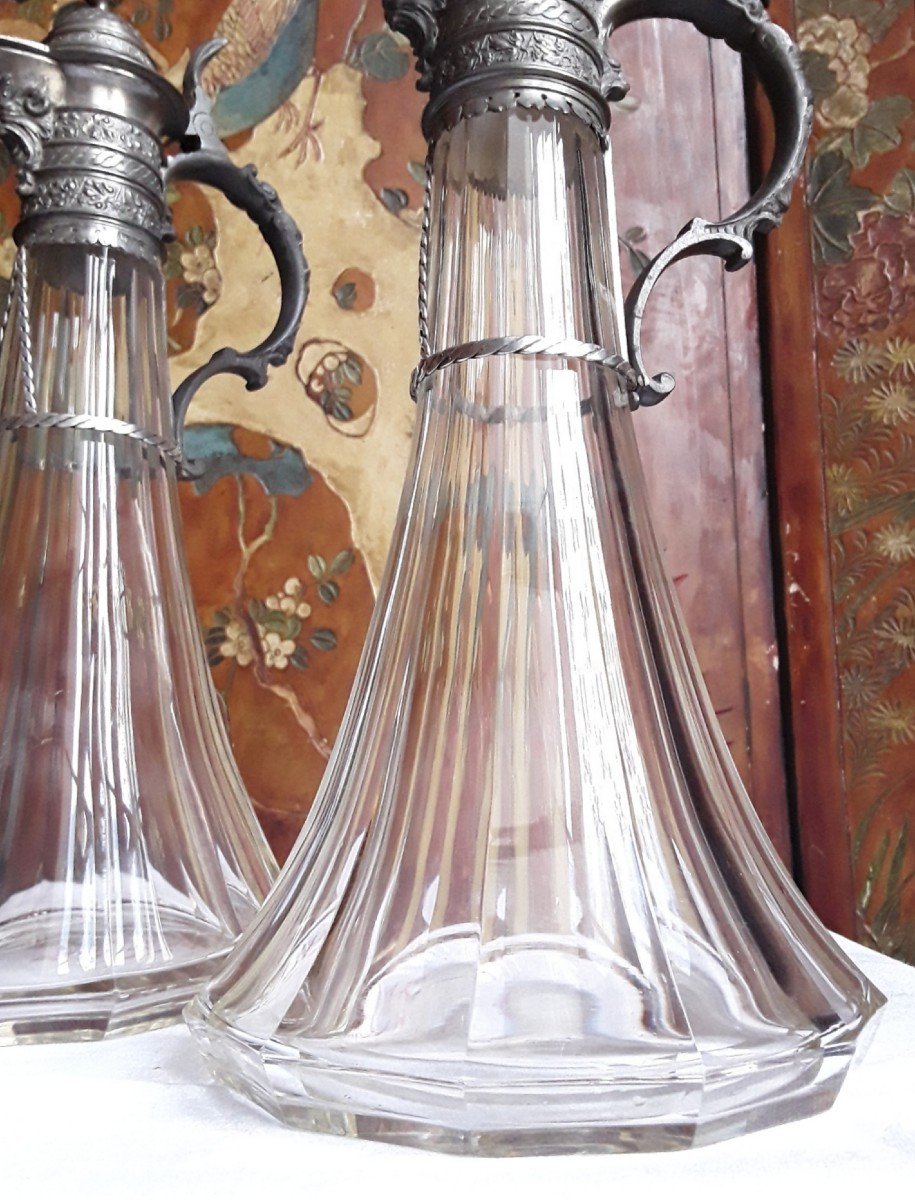 Pair Of Large Crystal Decanters. -photo-3