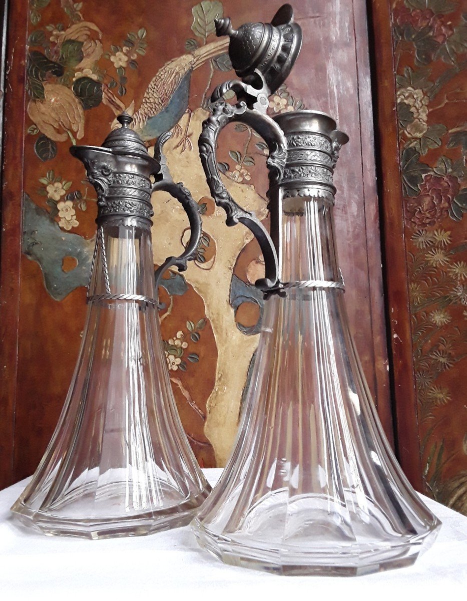 Pair Of Large Crystal Decanters. -photo-4