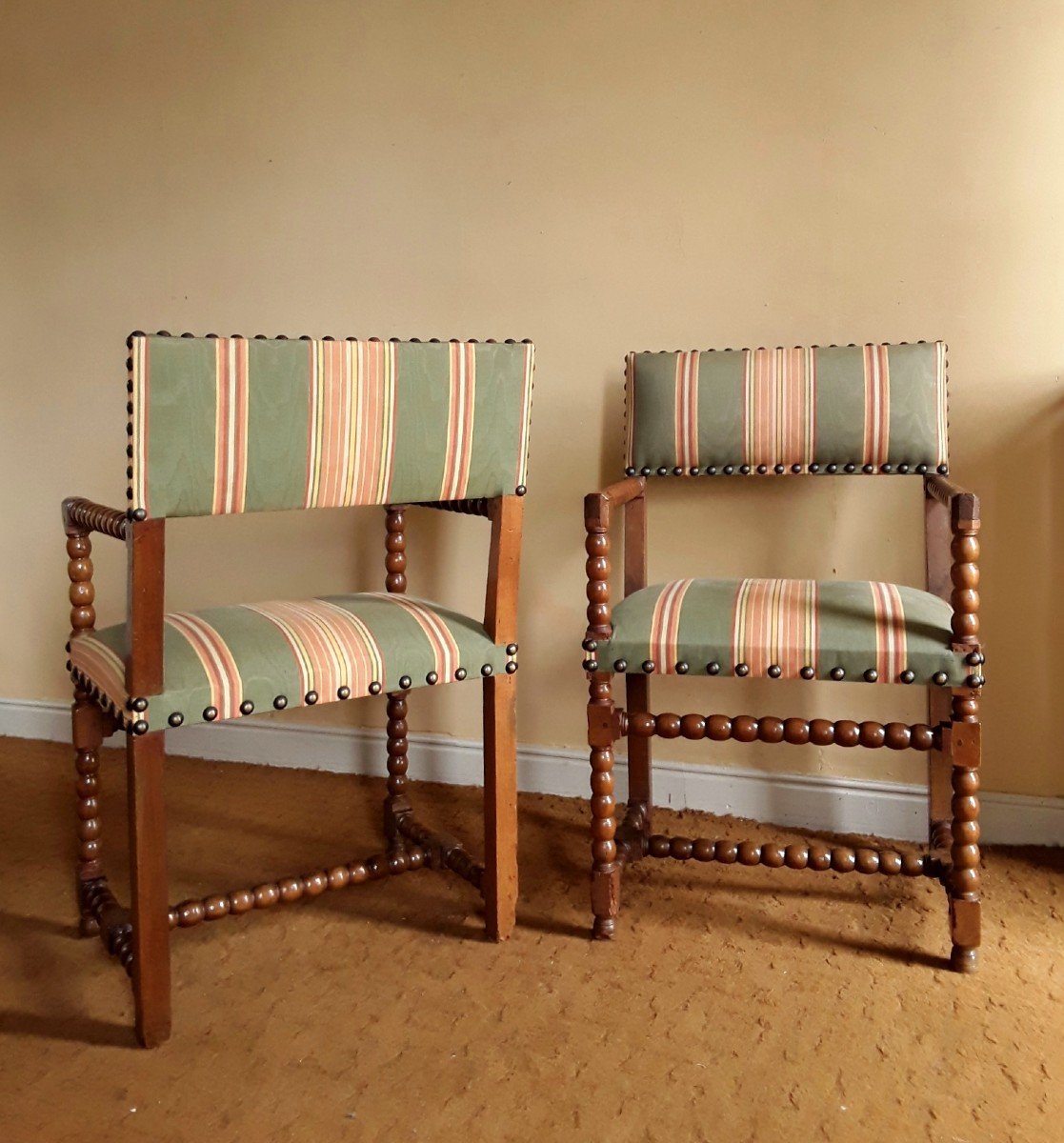 Pair Of Louis XIII Period Armchairs.-photo-7