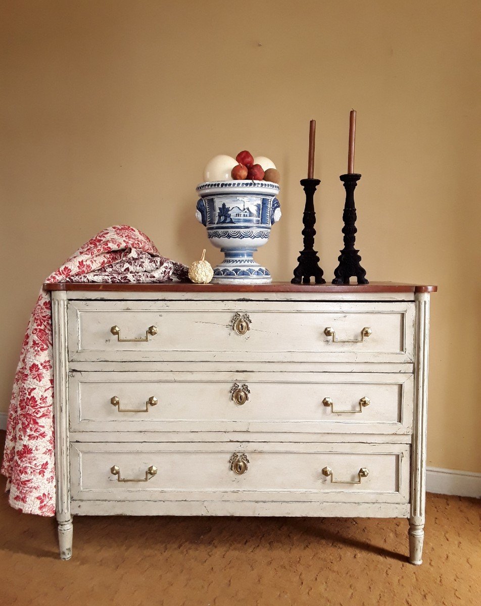 Commode En Bois Laqué d'époque Louis XVI. -photo-2