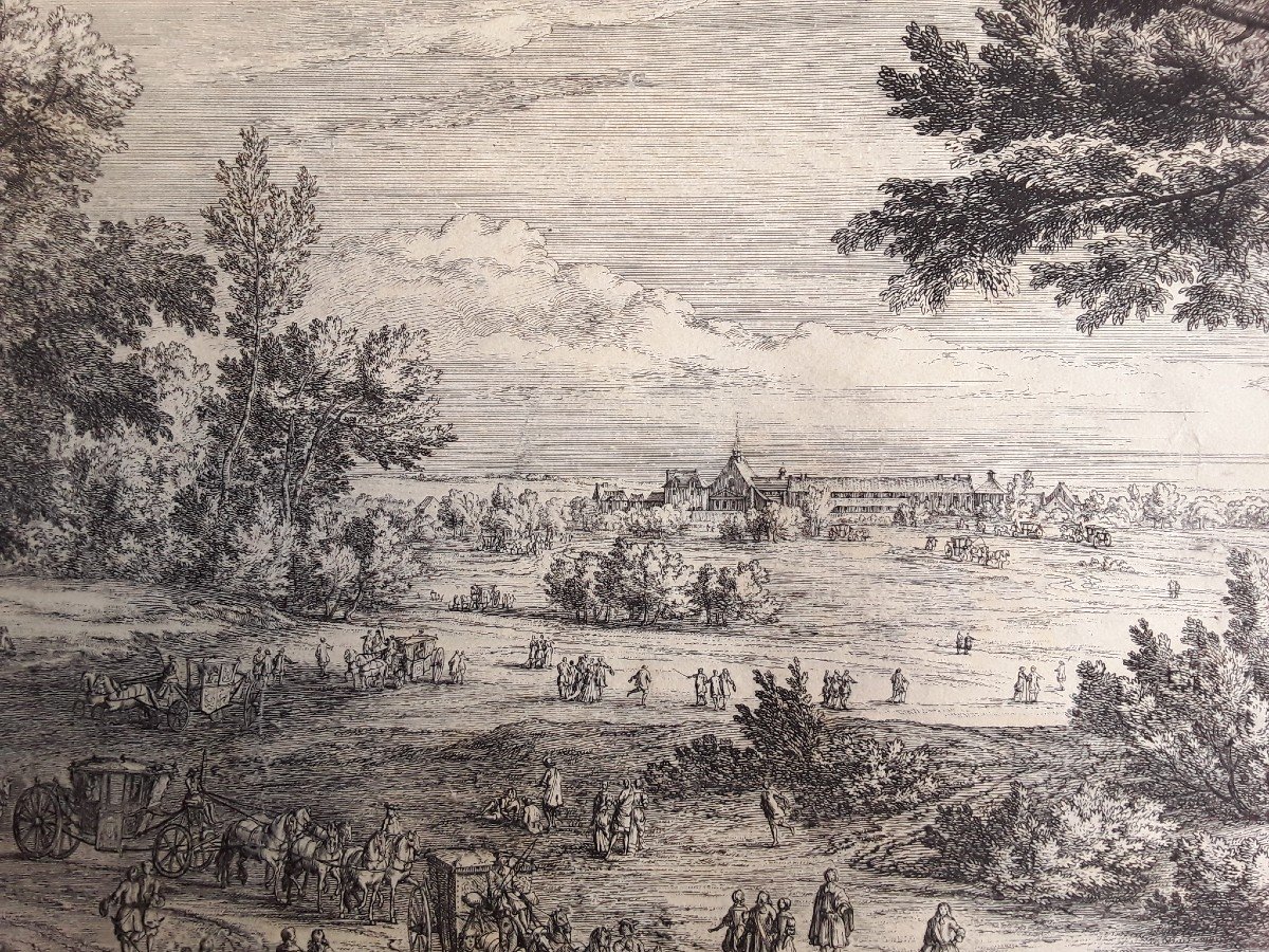 Le Roi à Vincennes. Grande gravure vers 1670.-photo-2