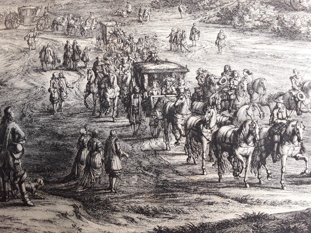 Le Roi à Vincennes. Grande gravure vers 1670.-photo-3