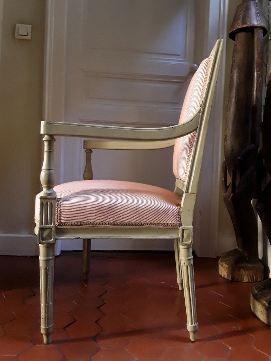 Paire De Fauteuils à La Reine d'époque Louis XVI. -photo-3