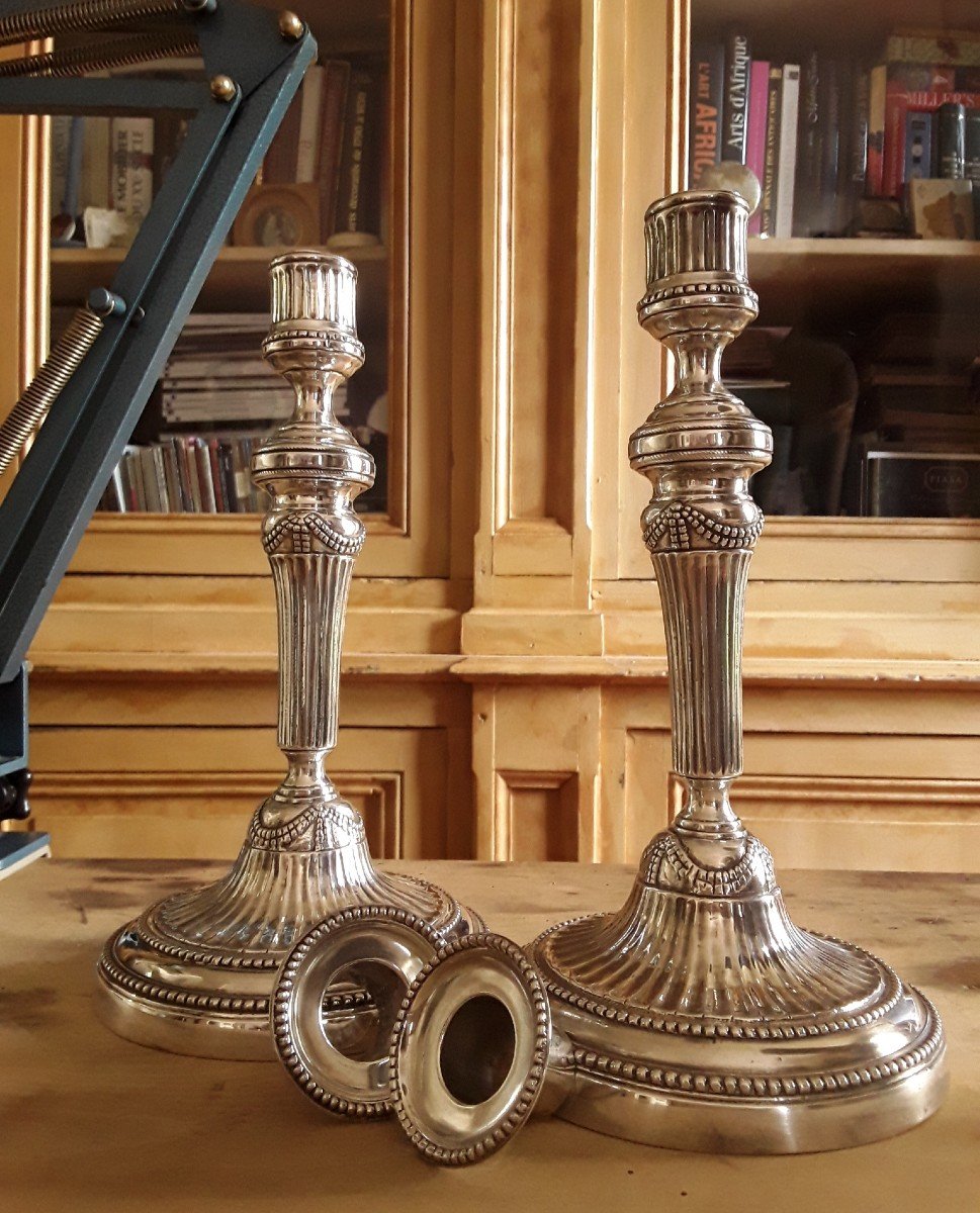 Pair Of Louis XVI Candlesticks.-photo-3