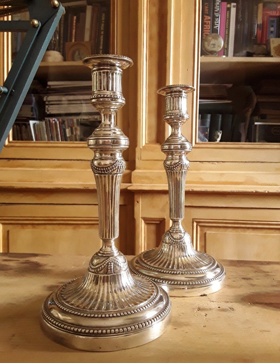 Pair Of Louis XVI Candlesticks.-photo-3