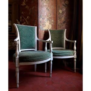 Pair Of Directoire Period Armchairs. 