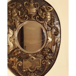 Important Repoussé Brass Mirror. 