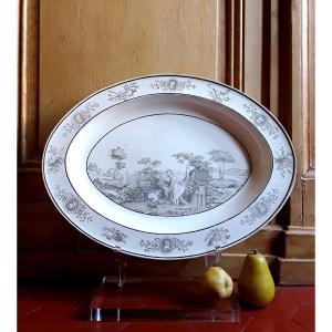 Grand Plat En Faïence Fine De Creil (49,5 Cm).