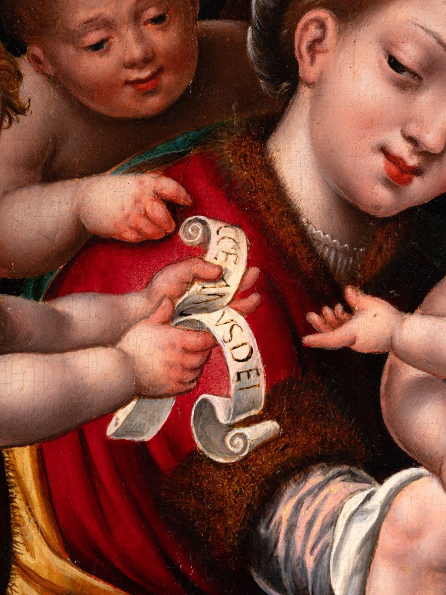 Vierge à L’enfant Avec Des Anges, Entourage De Joos Van Cleve, Ecole Anversoise du XVIème-photo-7