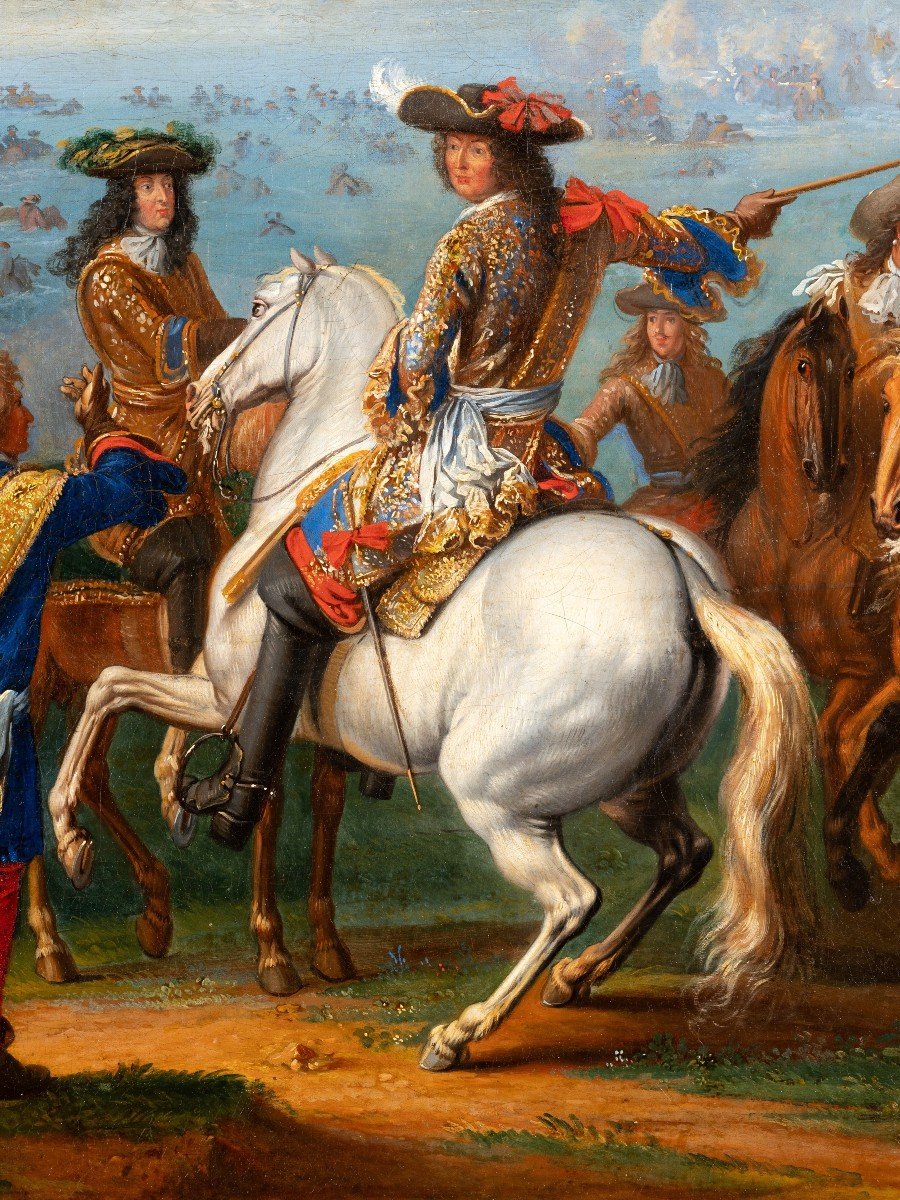 Le Passage Du Rhin Par Louis XIV Et Son Armée, Signé Adam Frans Van Der Meulen (1632 -1690)-photo-2