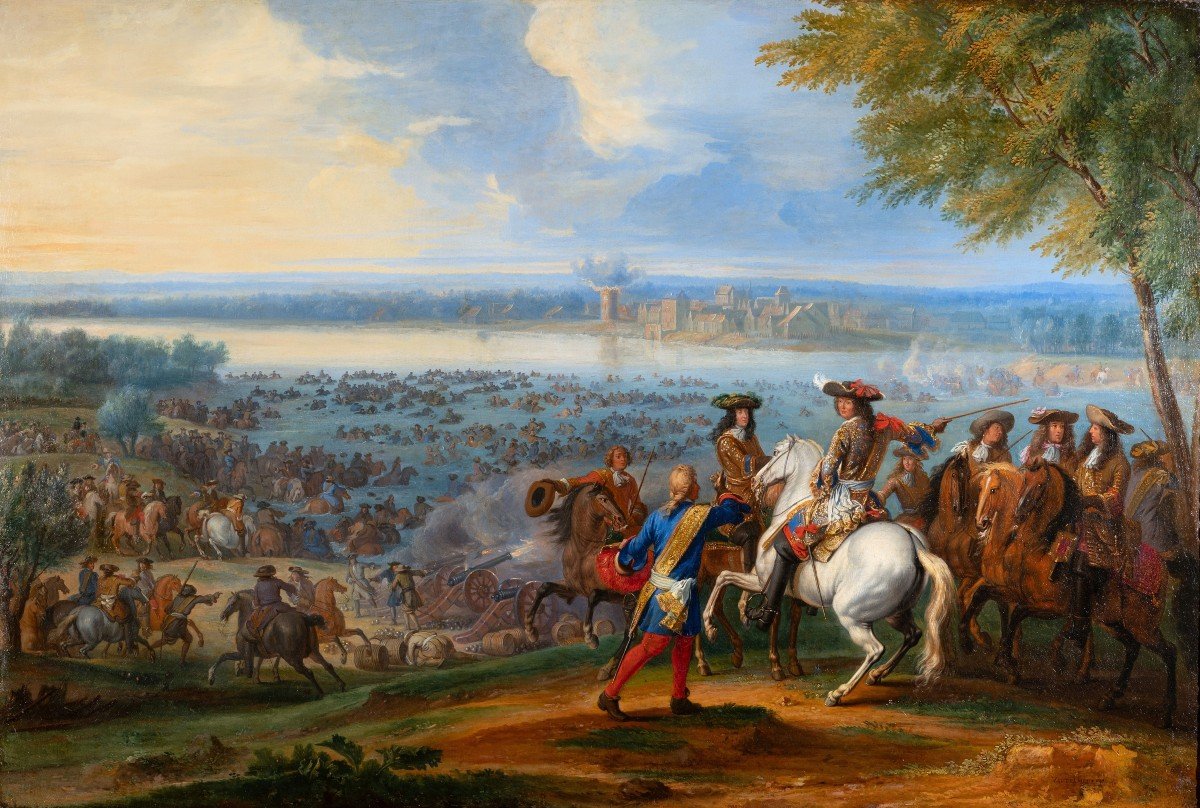 Le Passage Du Rhin Par Louis XIV Et Son Armée, Signé Adam Frans Van Der Meulen (1632 -1690)-photo-4