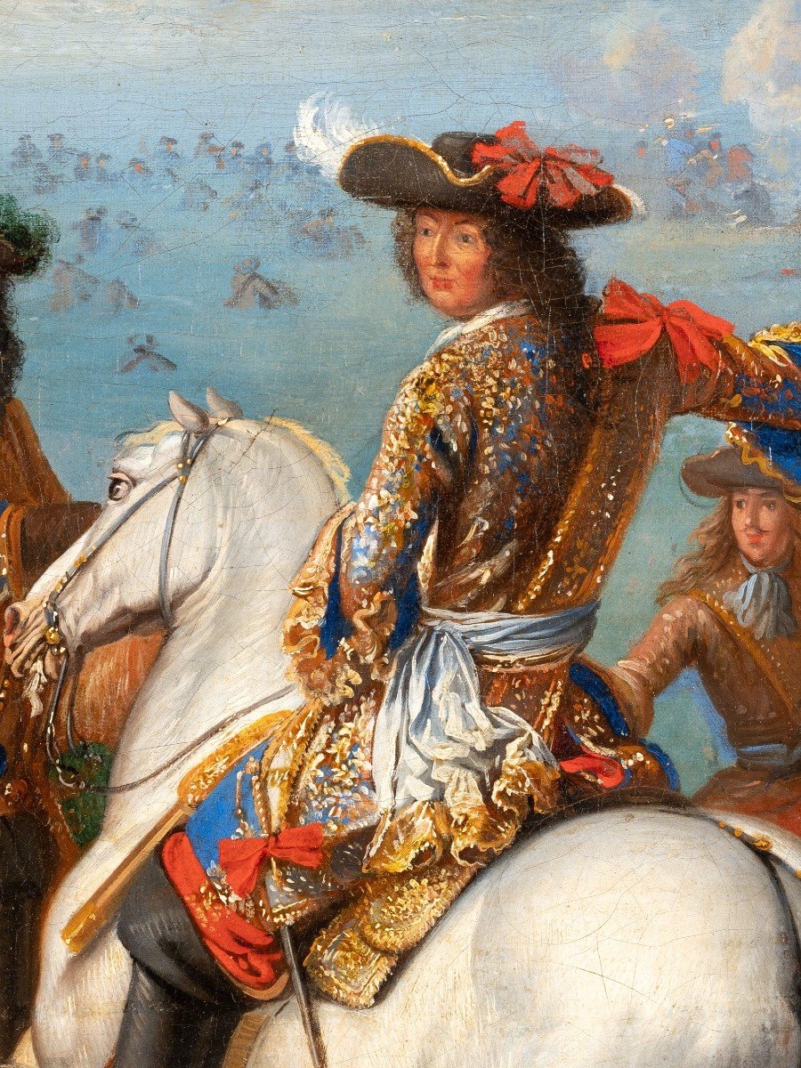 Le Passage Du Rhin Par Louis XIV Et Son Armée, Signé Adam Frans Van Der Meulen (1632 -1690)-photo-3