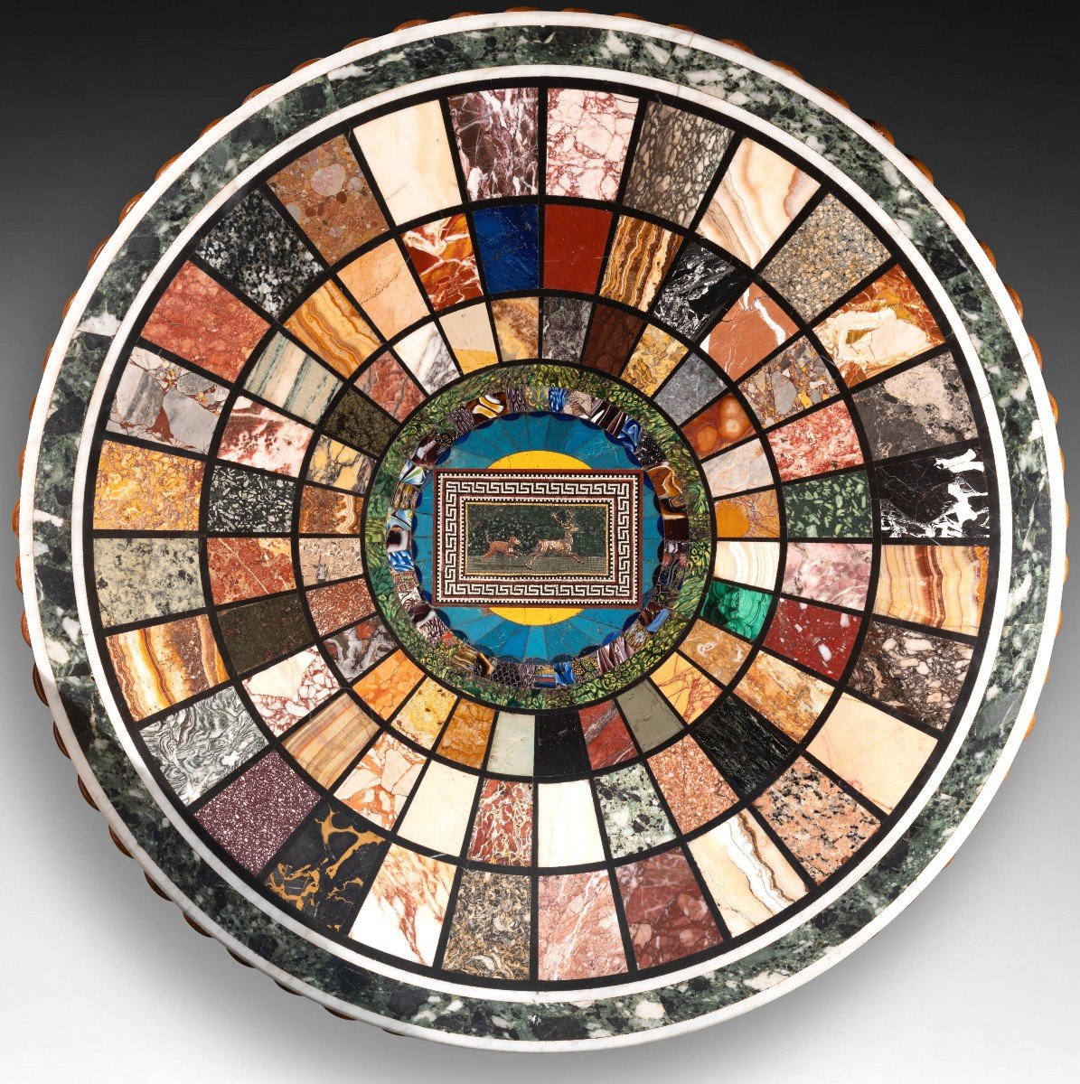 A Roman Circa 1830 Specimen Marble, Antique Glass And Micro Mosaic Mahogany Gueridon-photo-4