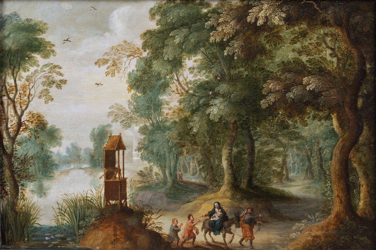 Landscape With Flight To Egypt, Jasper Van Der Lanen, Antwerp Circa 1630-photo-2