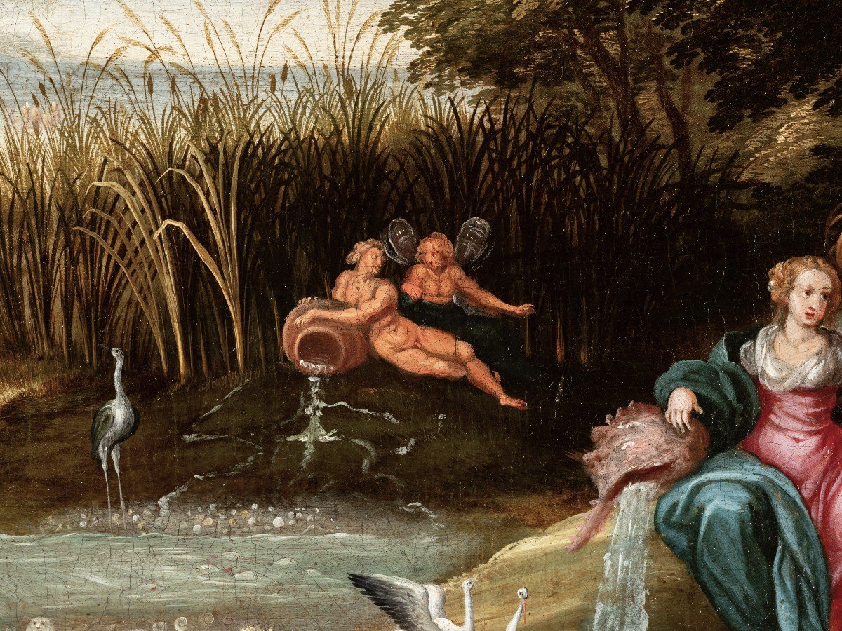 L’allégorie des Quatre éléments, élève de Jan Brueghel le Jeune, école Anversoise Du XVIIème-photo-1