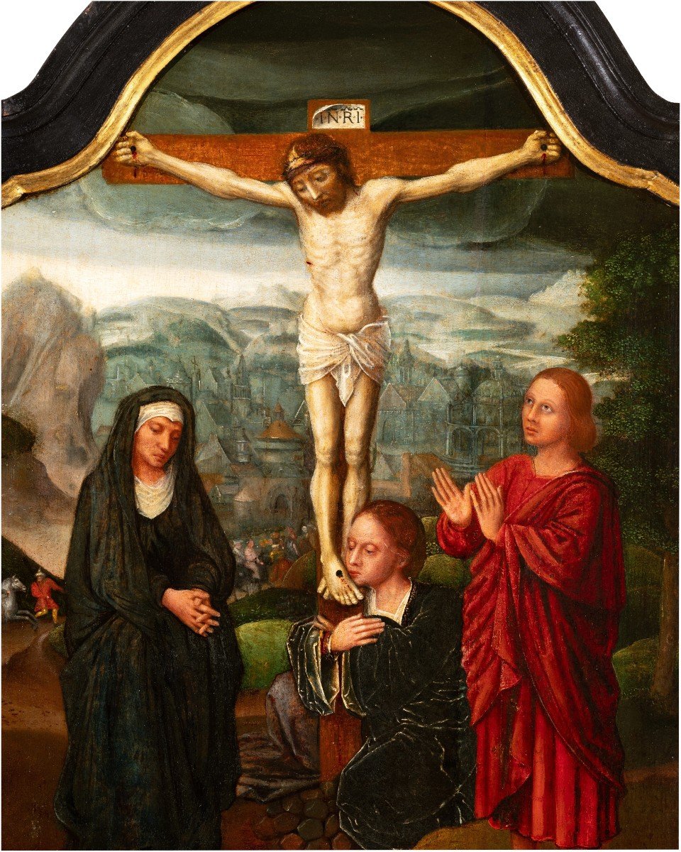 Crucifixion, Circle Of Adriaen Isenbrandt, Bruges School,  Mid 16th Century-photo-4