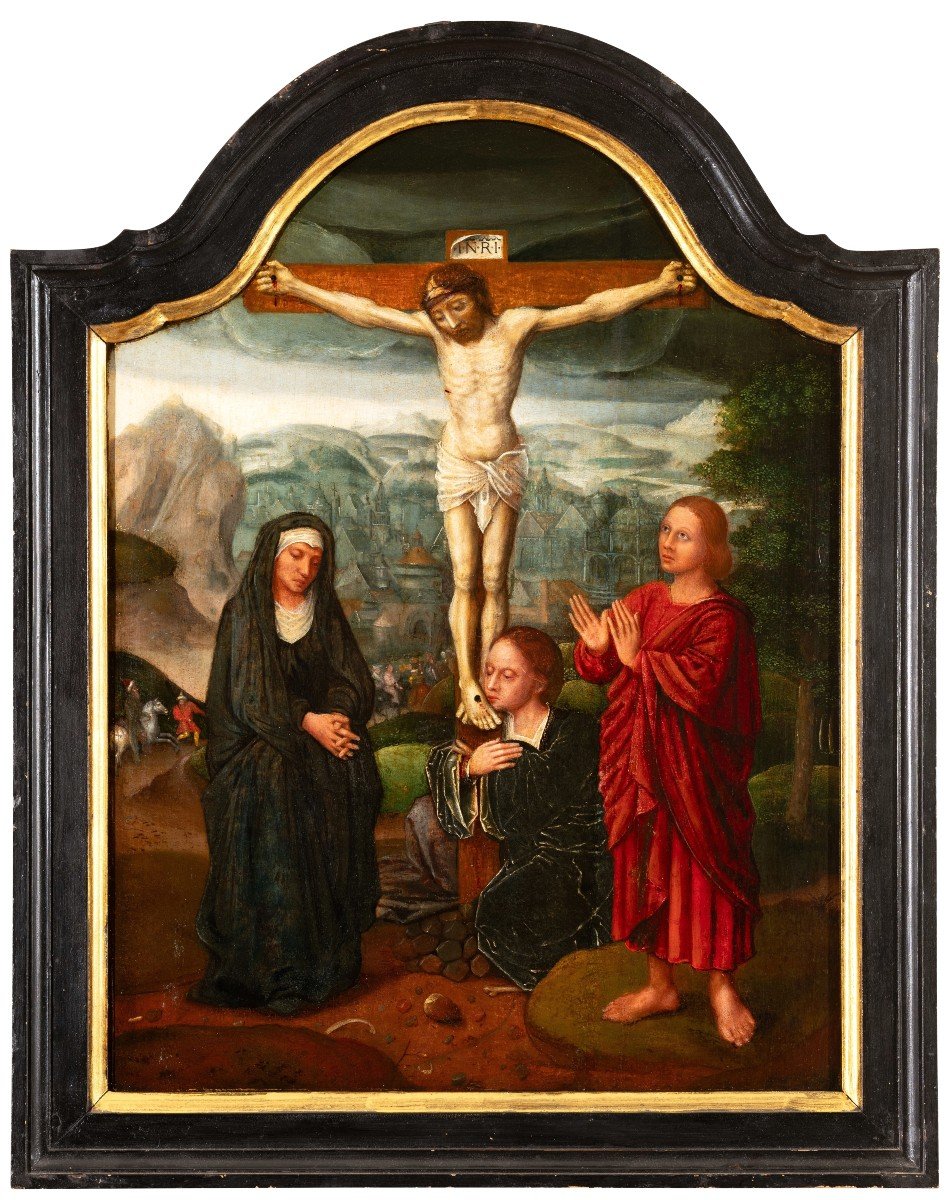 Crucifixion, Circle Of Adriaen Isenbrandt, Bruges School,  Mid 16th Century