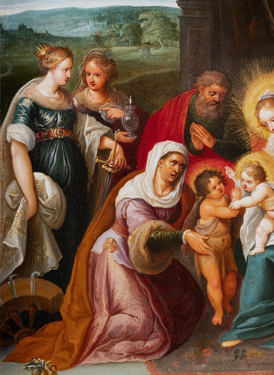 Holy Family With Saints - Studio Of Frans Francken II (1581-1642)-photo-2