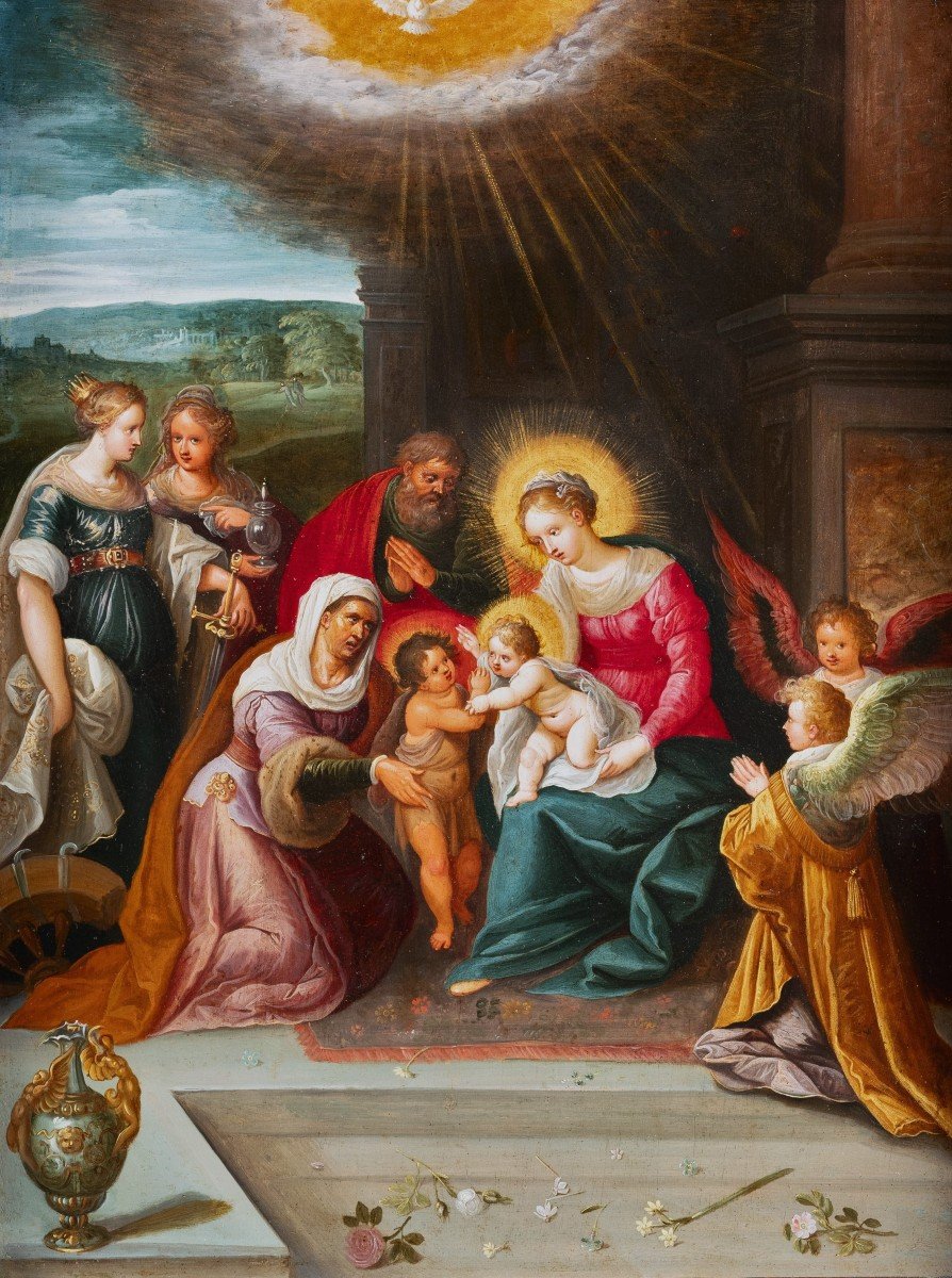 Holy Family With Saints - Studio Of Frans Francken II (1581-1642)-photo-4