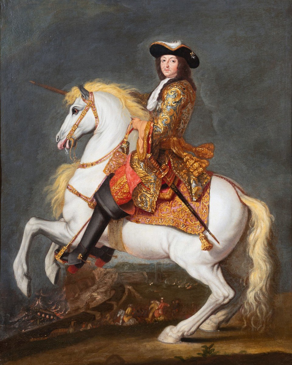 Equestrian Portrait Of Louis XIV, Workshop Of René-antoine Houasse, Circa 1690-photo-2