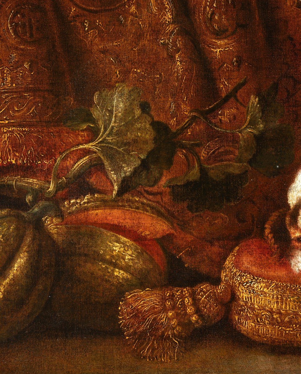 Still Life With Macaw, Squirrel And Spaniels  - Attributed To Reynaud Levieux (1613-1690)-photo-2