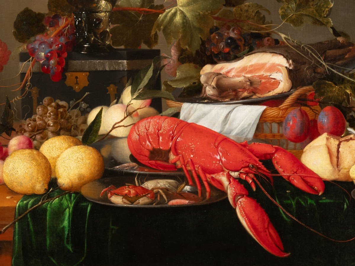 Still Life With Lobster, Ham & Fruits, Studio Of Jan Dz. De Heem(1606-1684)-photo-2