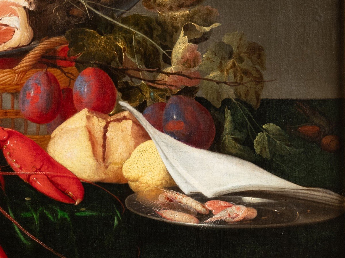 Still Life With Lobster, Ham & Fruits, Studio Of Jan Dz. De Heem(1606-1684)-photo-2