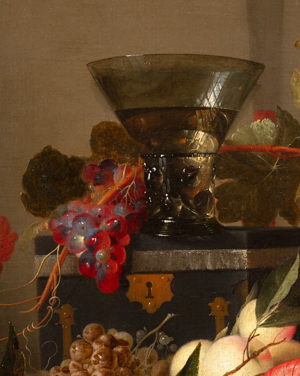 Still Life With Lobster, Ham & Fruits, Studio Of Jan Dz. De Heem(1606-1684)-photo-4