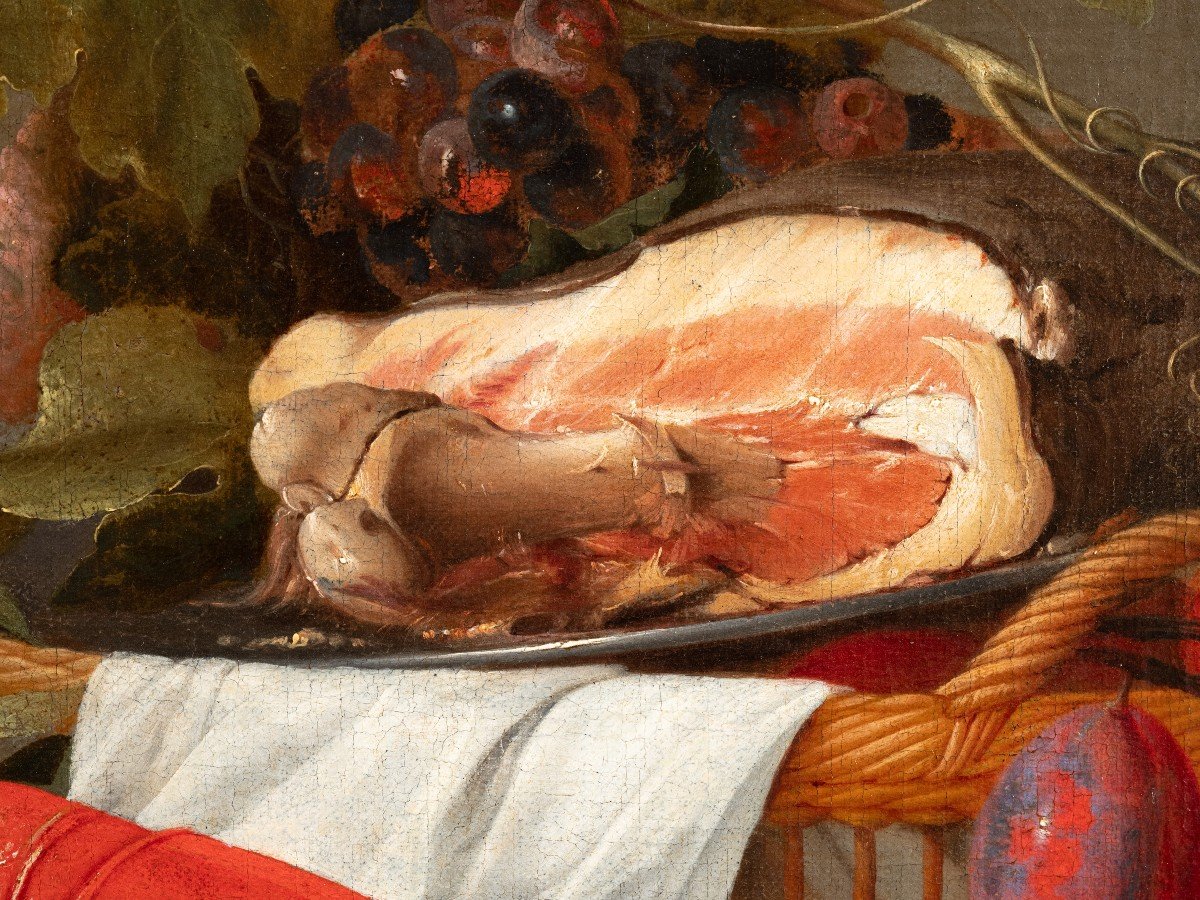 Still Life With Lobster, Ham & Fruits, Studio Of Jan Dz. De Heem(1606-1684)-photo-5