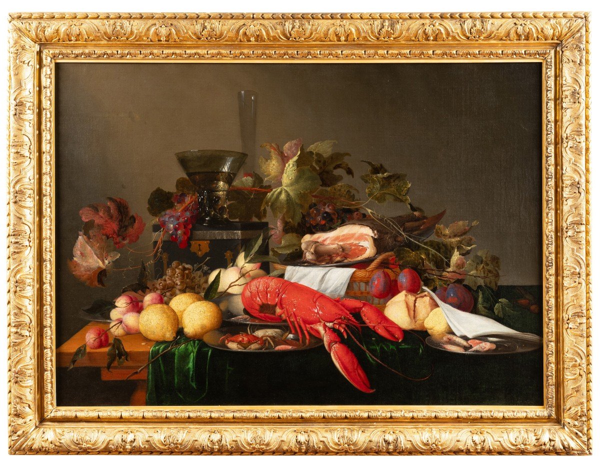 Still Life With Lobster, Ham & Fruits, Studio Of Jan Dz. De Heem(1606-1684)