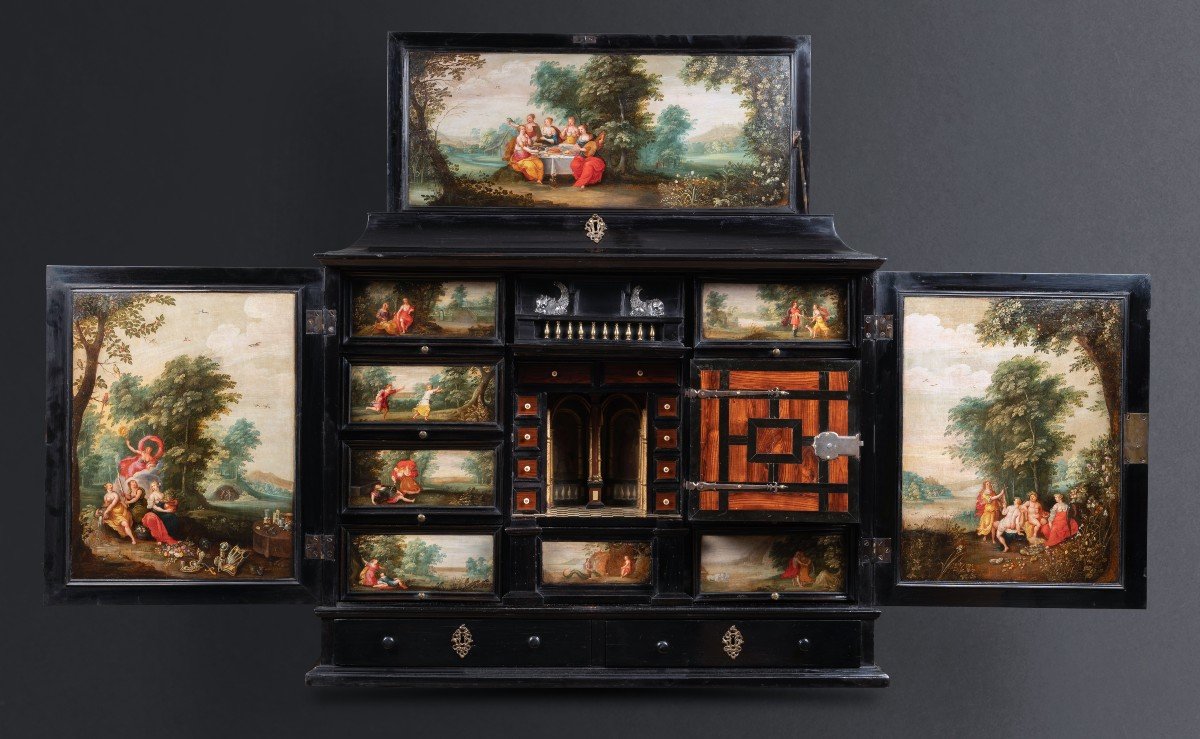 Cabinet Anversois Avec Des Peintures, Cercle De Hendrick Van Balen, Vers 1630-photo-4