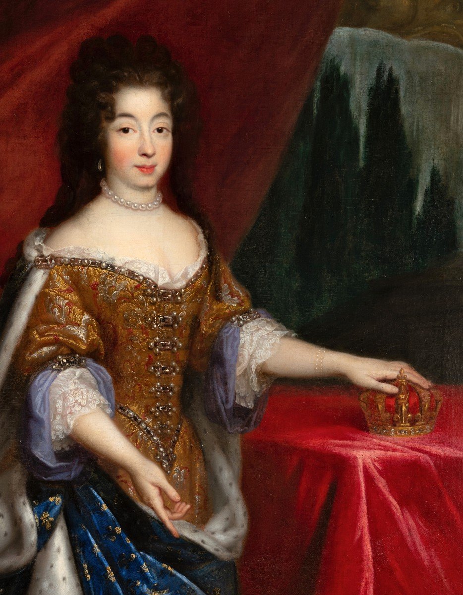 Large Portrait Of Marie-anne-victoire Of Bavaria By François De Troy, Circa 1685, 17th French-photo-3