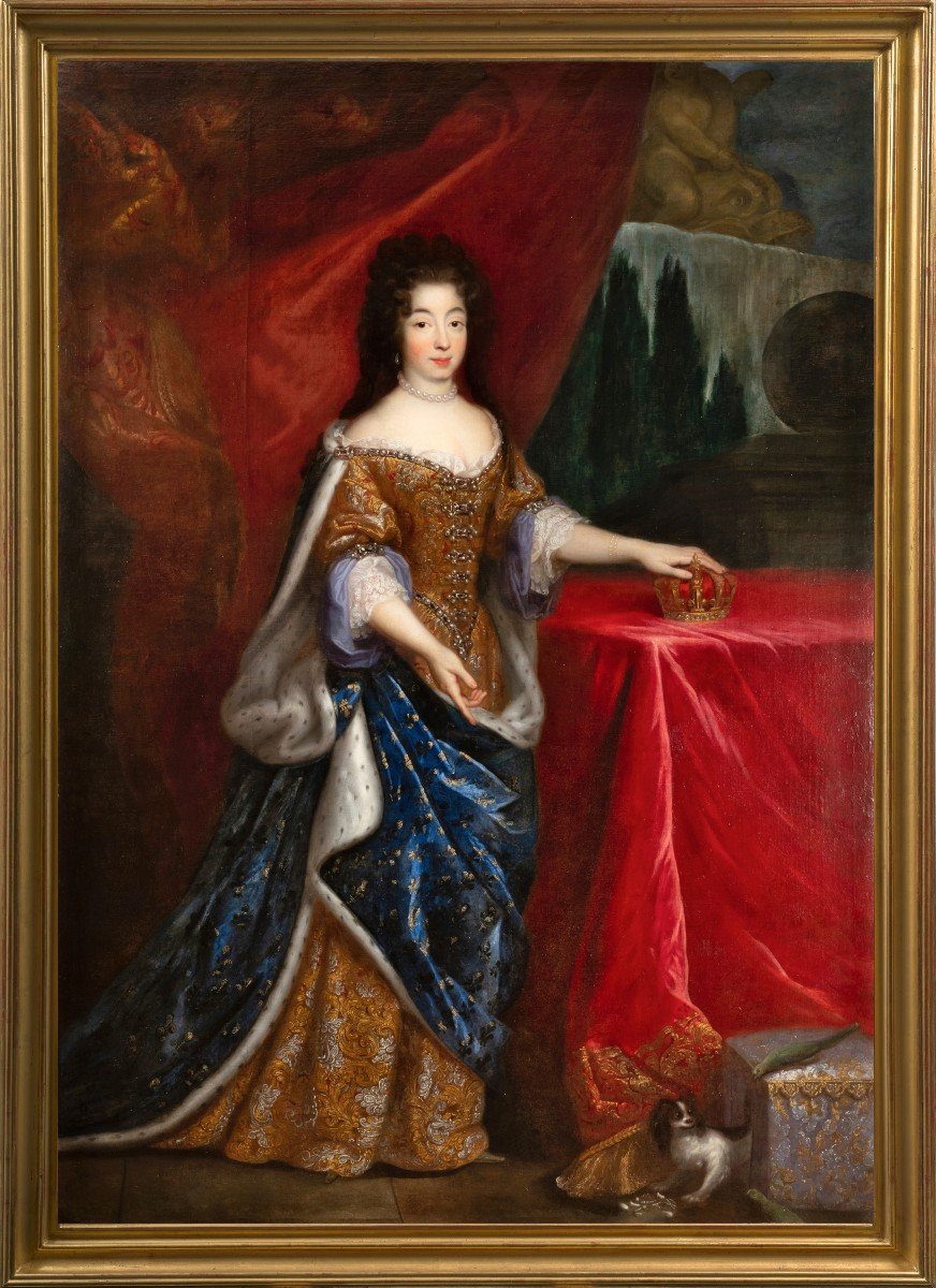 Large Portrait Of Marie-anne-victoire Of Bavaria By François De Troy, Circa 1685, 17th French