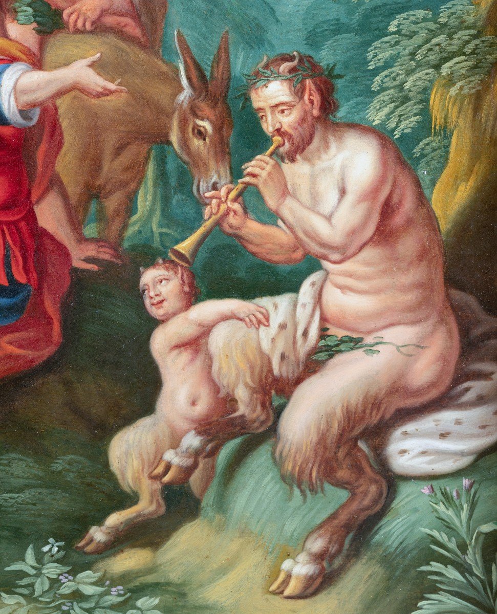 Duel Musical d'Apollon Et De Marsyas, Signé Peter Sion (1624-1695), Anvers, XVIIème Siècle-photo-3