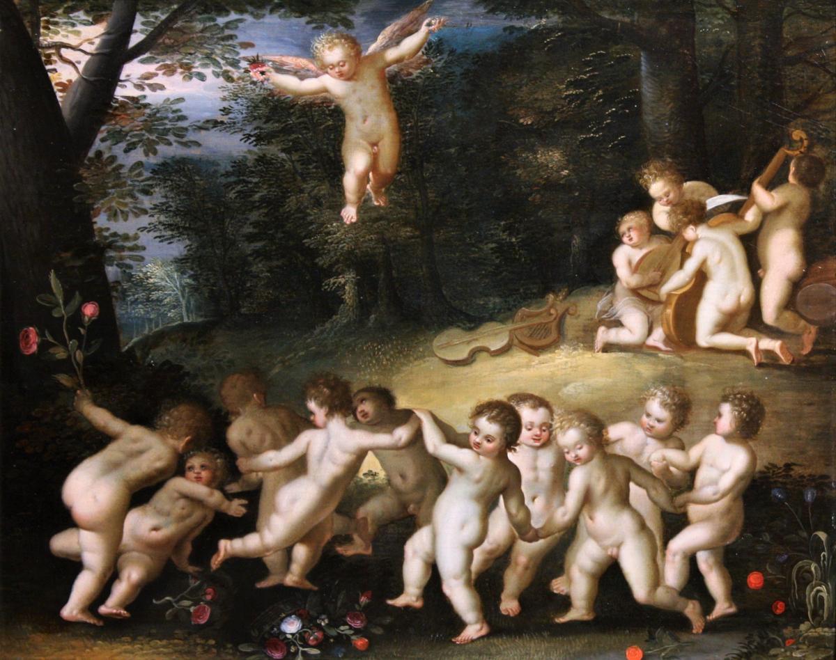 La Danse Des Putti, Huile Sur Panneau XVIIe, Hendrick Van Balen Attr.