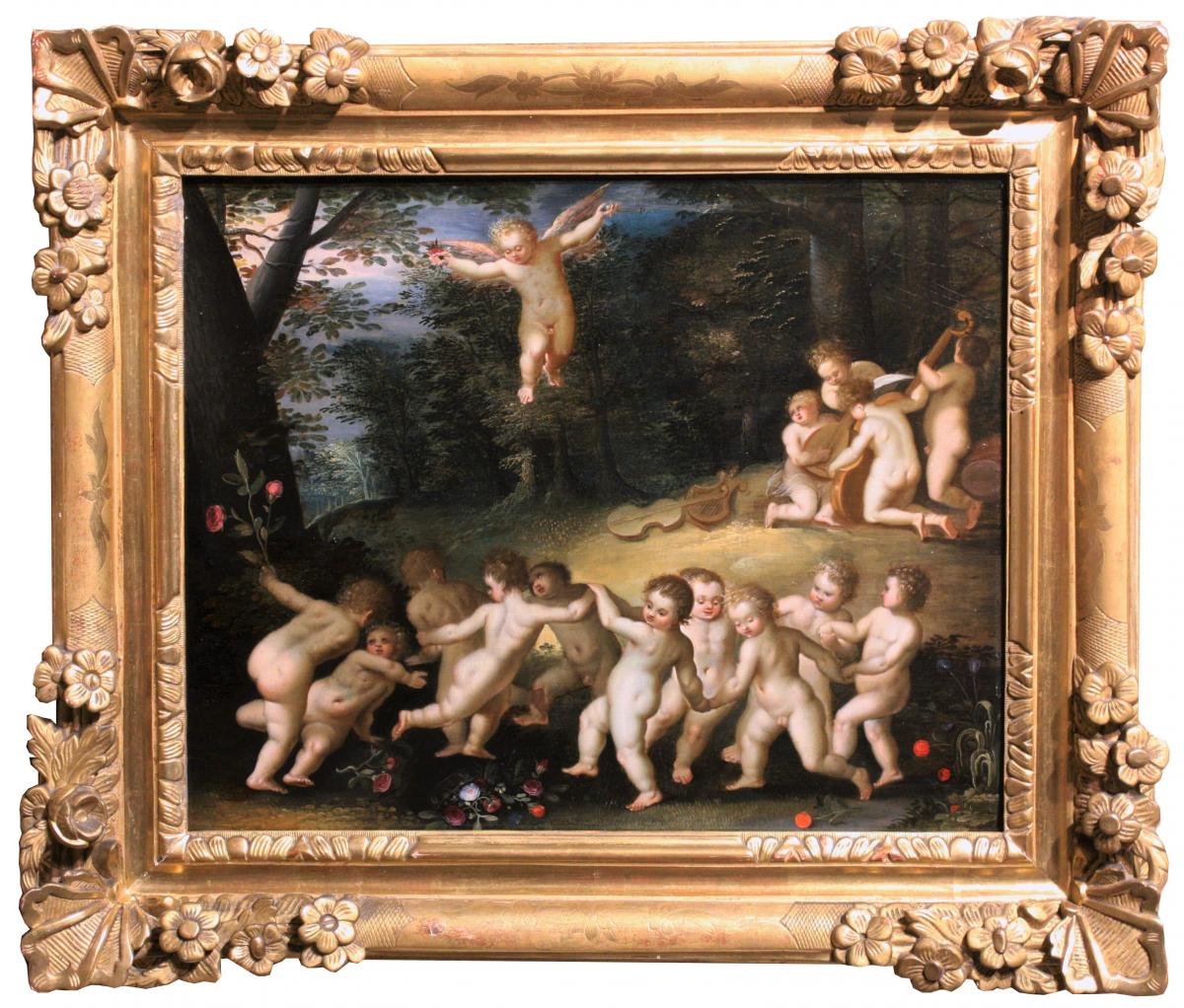 La Danse Des Putti, Huile Sur Panneau XVIIe, Hendrick Van Balen Attr.-photo-2