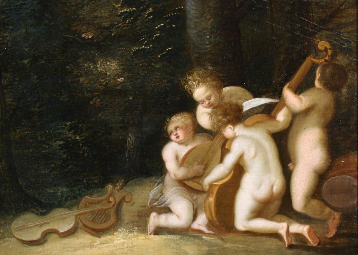 La Danse Des Putti, Huile Sur Panneau XVIIe, Hendrick Van Balen Attr.-photo-1