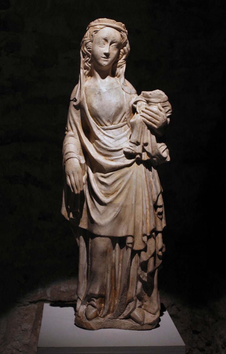 A Mid-14th C. Stone Figure Of Virgin And Child-photo-2