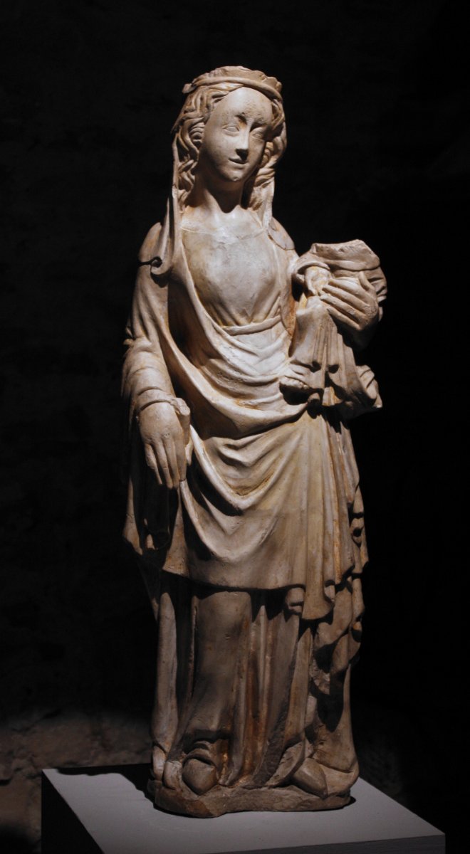 A Mid-14th C. Stone Figure Of Virgin And Child-photo-1