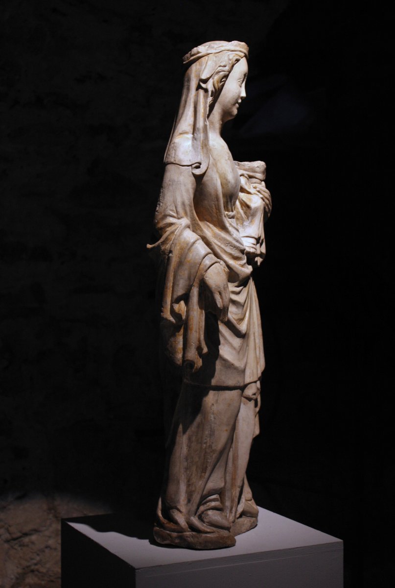 A Mid-14th C. Stone Figure Of Virgin And Child-photo-2