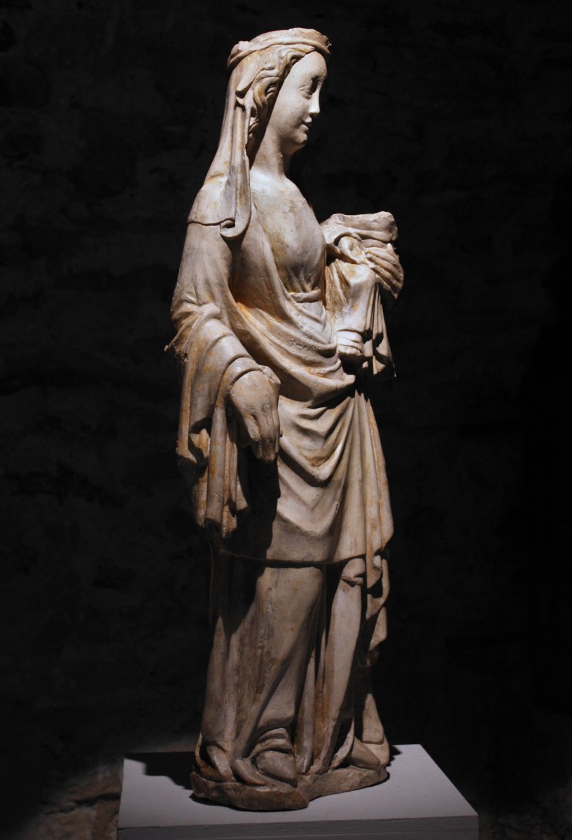 A Mid-14th C. Stone Figure Of Virgin And Child-photo-4