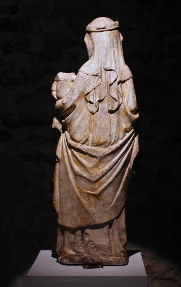 A Mid-14th C. Stone Figure Of Virgin And Child-photo-6