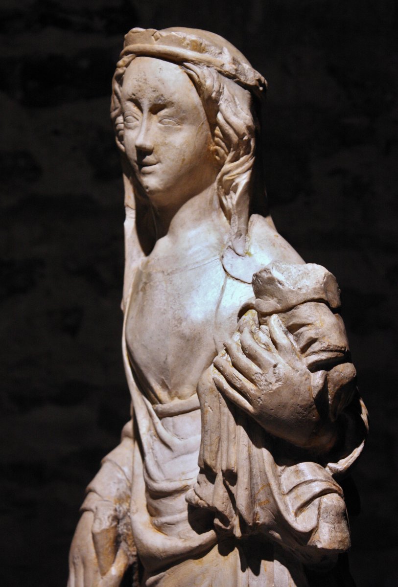 A Mid-14th C. Stone Figure Of Virgin And Child-photo-8