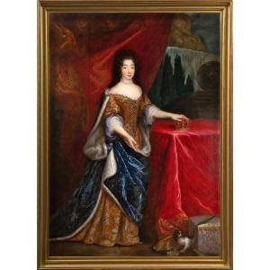 Large Portrait Of Marie-anne-victoire Of Bavaria By François De Troy, Circa 1685, 17th French