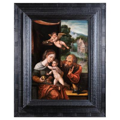 Sainte Famille Avec Un Ange, Atelier De Pieter Coecke Van Aelst (1502-1550)