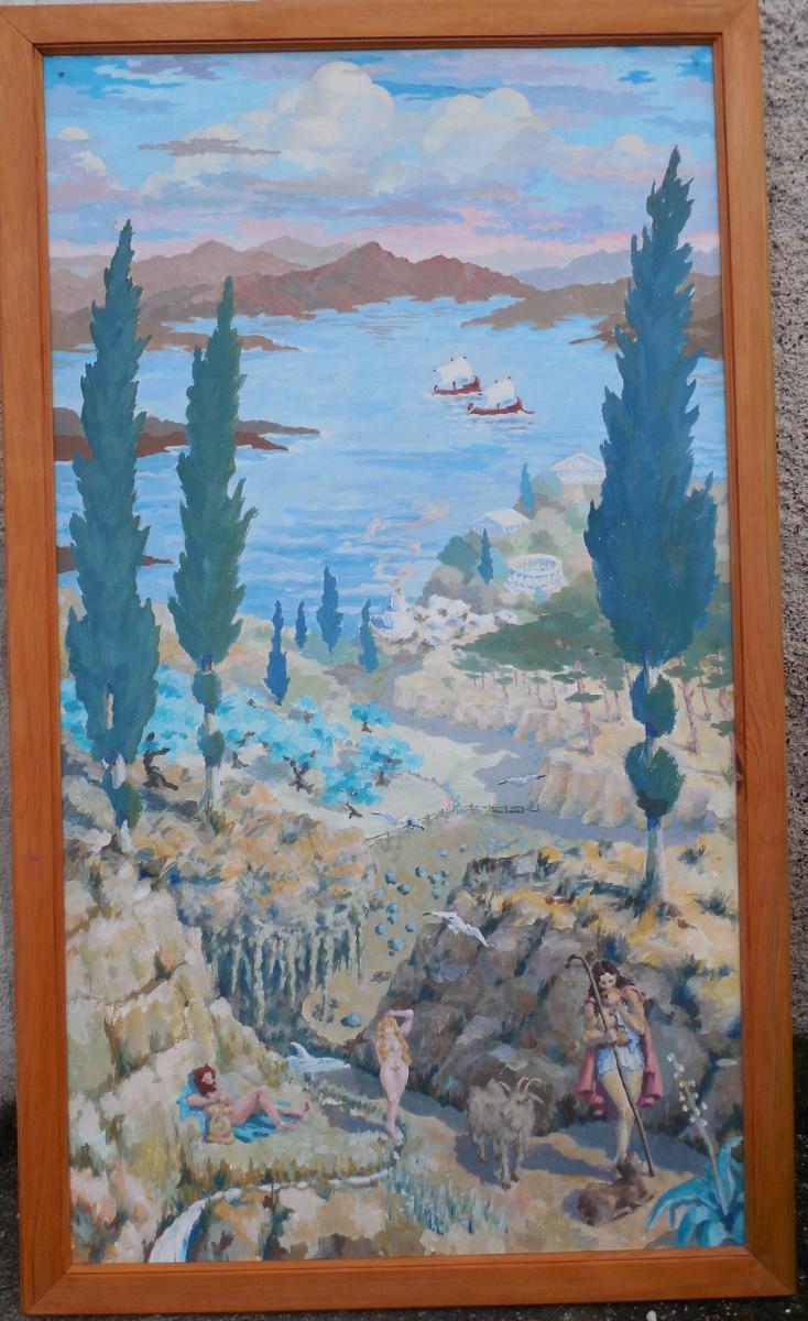 The Garden Of Eden, The Decorative Panel Gouache, Signed Bernadat-photo-2