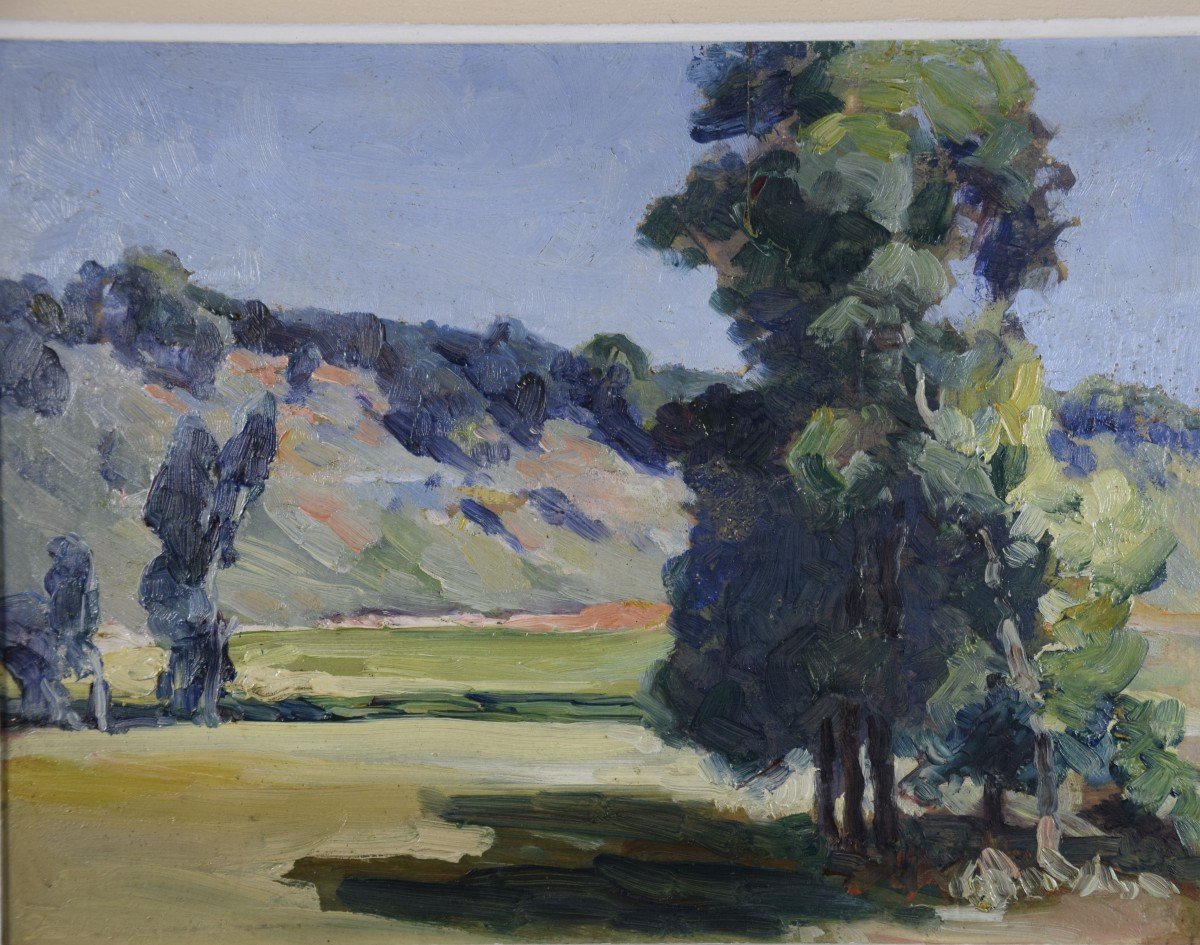 Jean-louis Daniel (1861-1929), "hilly Landscape Of The Périgord", Oil On Panel-photo-3