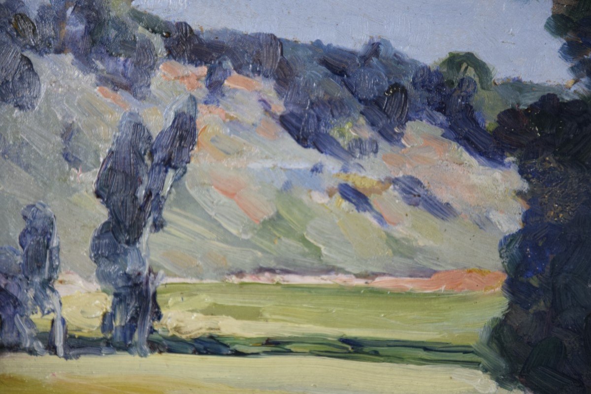 Jean-louis Daniel (1861-1929), "hilly Landscape Of The Périgord", Oil On Panel-photo-4