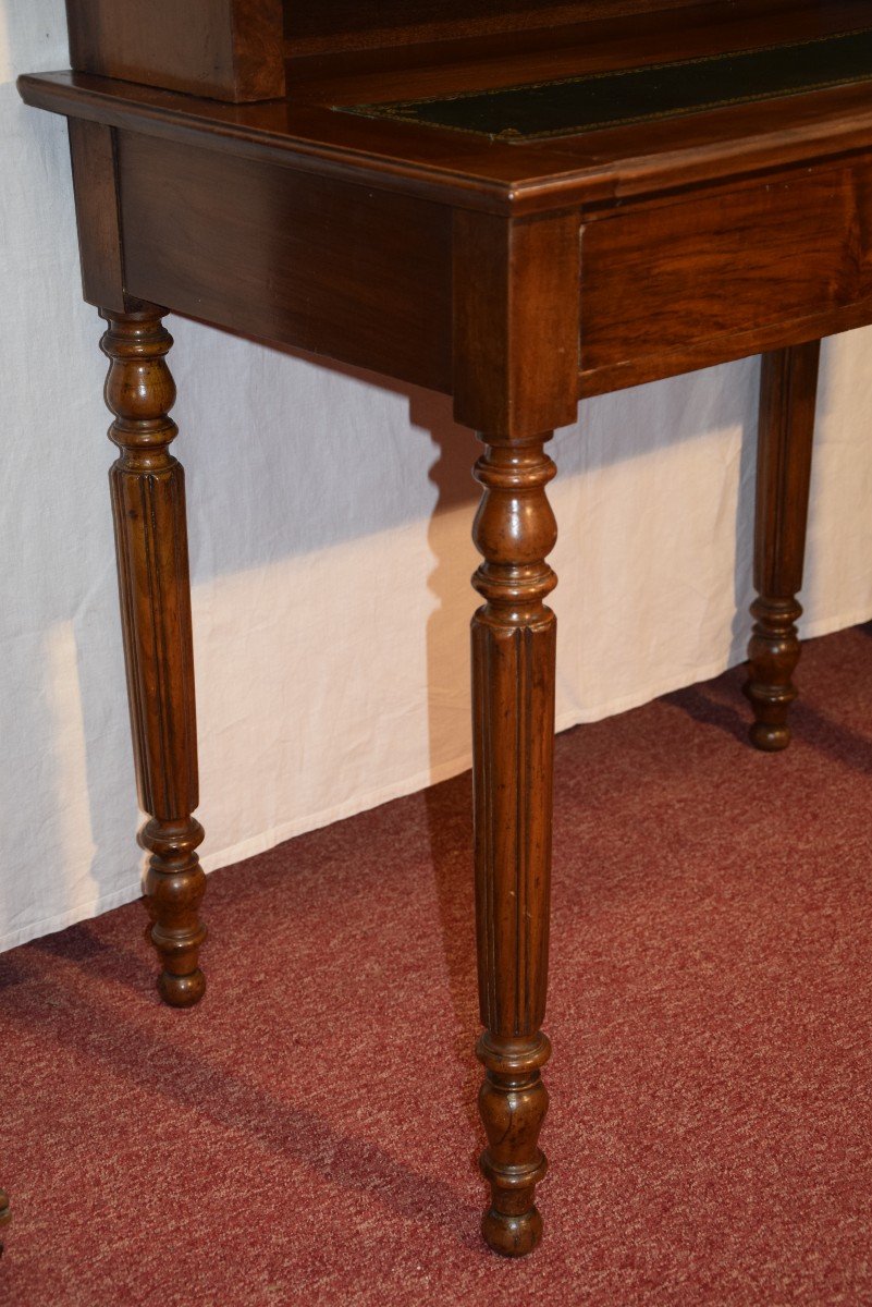 Small Tiered Desk In Walnut And Walnut Veneer, Louis Philippe Period.-photo-5